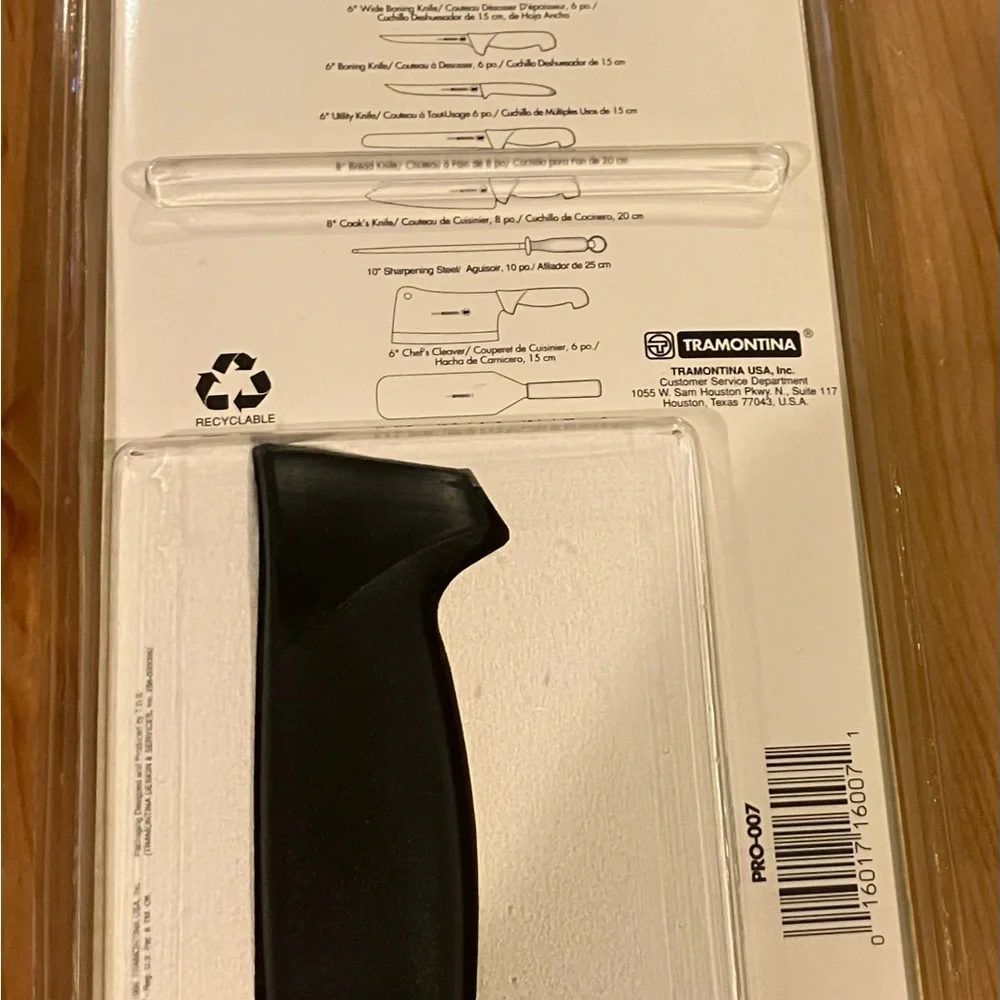 NEW Tramontina Professional Chef's Cleaver 6” Black Handle Original Packaging